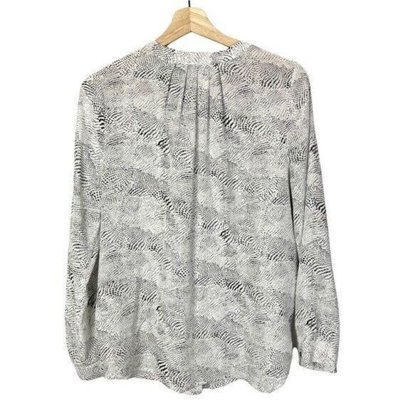 Joie Peterson B White & Black Spotted Silk Split Neck Long Sleeve Blouse S - Picture 3 of 5